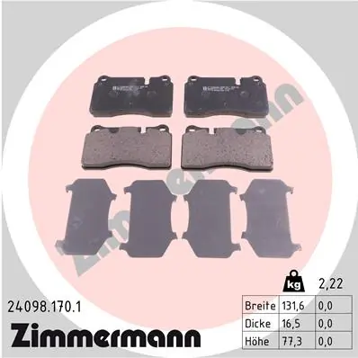 Zimmermann 240981701 Гальмівні колодки дискові пер VW Touareg I/II 04-