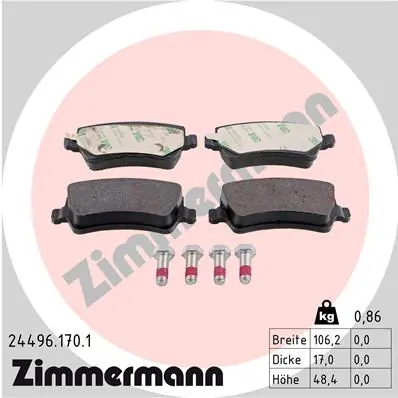 Zimmermann 244961701 Гальмiвнi колодки дисковi