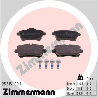 Zimmermann 252151901 Гальмівні колодки зад MB ML W166 25d-50i/GL X166 3