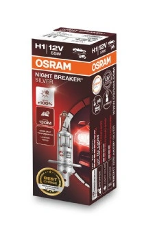 Автолампы Osram 64150NBS Night Breaker Silver H1 P14,5s 55 W прозрачная