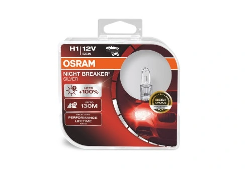 Автолампы Osram 64150NBSHCB Night Breaker Silver H1 P14,5s 55 W прозрачная