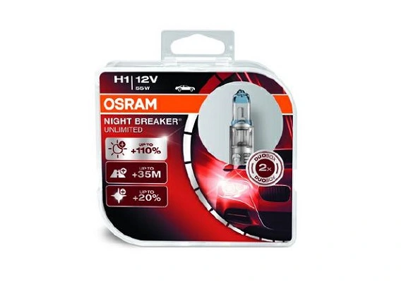 Автолампы Osram 64150NBU-HCB Night Breaker Unlimited H1 P14,5s 55 W прозрачно-голубая Автолампы Osram 64150NBU-HCB Night Breaker Unlimited H1 P14,5s 55 W прозрачно-голубая