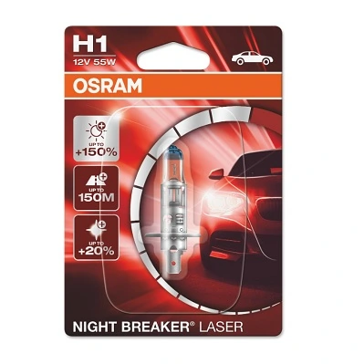 Автолампы Osram 64150NL01B Night Breaker Laser H1 P14,5s 55 W прозрачно-голубая