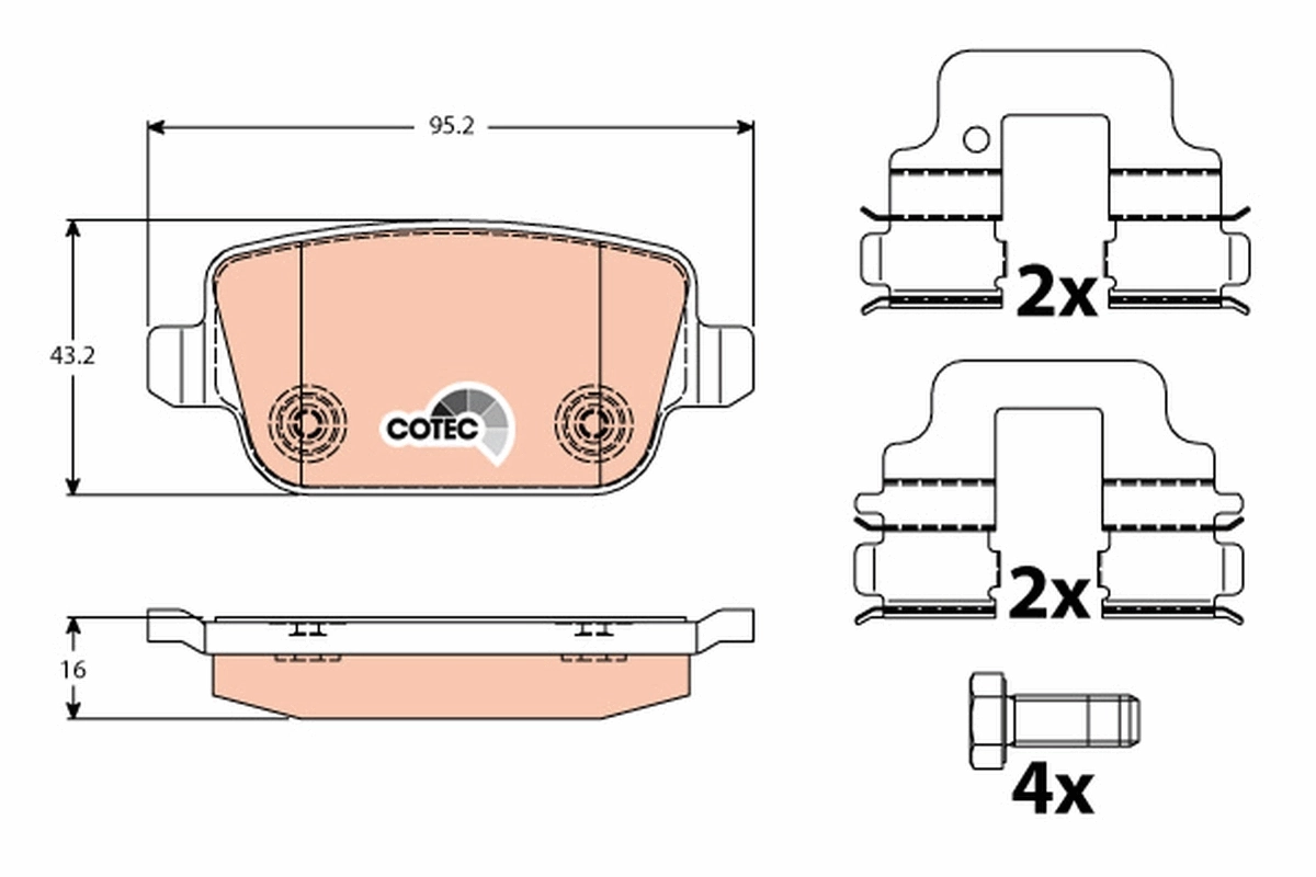 TRW GDB1732 Колодки тормозные дисковые задние, FORD Mondeo, 1.6-3.2, 06- TRW GDB1732 Колодки тормозные дисковые задние, FORD Mondeo, 1.6-3.2, 06-