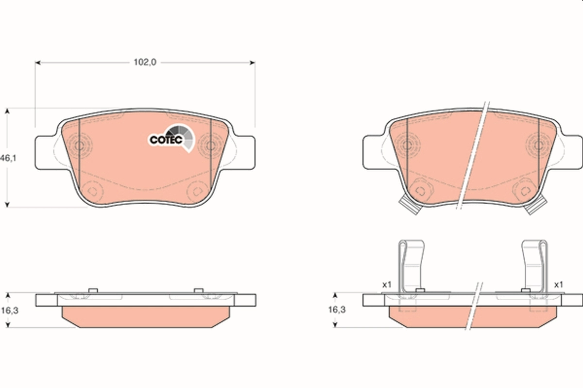 TRW GDB3337 Колодки тормозные дисковые задние, TOYOTA Avensis/Corolla, 1.6-2.4, 00-09