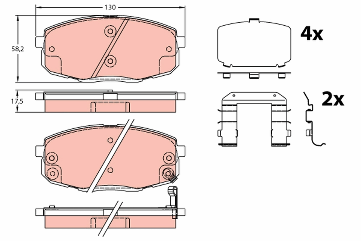 TRW GDB3450 Колодки тормозные дисковые передние, HYUNDAI i30, KIA Cerato/Carens, 07-