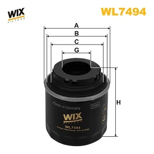 WIX FILTERS WL7494 Фильтр масляный, 1.2TSI 10-